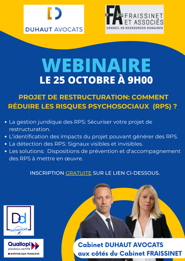 WEBINAIRE du 25 octobre 2022 : Projet de restructuration - comment réduire les risques psychosociaux (RPS) ?